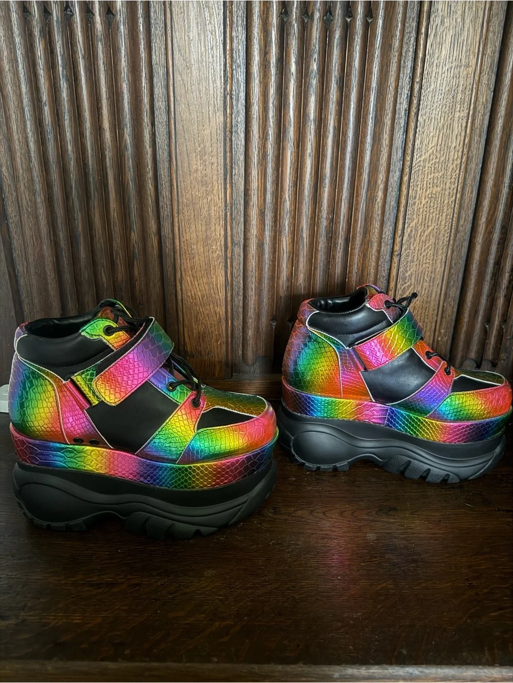 Dolls Kill RARE DISCONTINUED Women's Rainbow Platform Sneakers w/ Black Accents